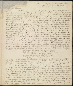 Letter from William Lloyd Garrison, At bro[ther] May's, in Hayward Place, Boston, [Mass.], to Helen Eliza Garrison, April 16, 1836