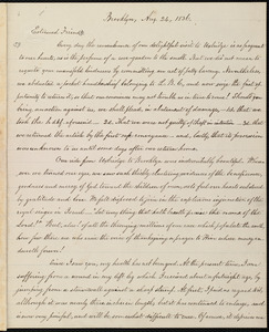 Letter from William Lloyd Garrison, Brooklyn, [Conn.], to Effingham Lawrence Capron and Lydia B. Allen Capron, Aug. 24, 1836