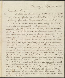 Letter from William Lloyd Garrison, Brooklyn, [Conn.], to George William Benson, Sept. 19, 1836