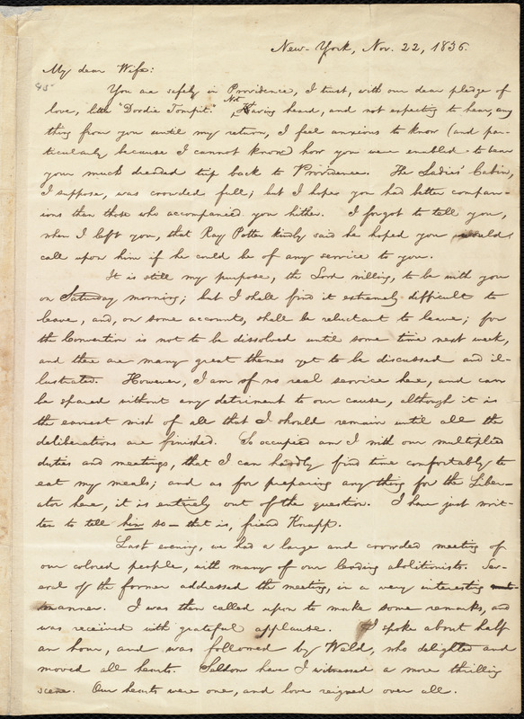 Letter from William Lloyd Garrison, New York, to Helen Eliza Garrison ...