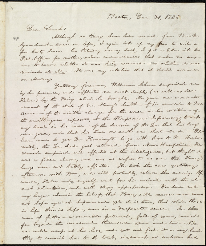 Letter from William Lloyd Garrison, Boston, [Mass.], to Sarah Thurber ...