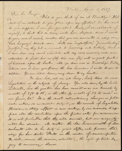 Letter from William Lloyd Garrison, Boston, [Mass.], to George William Benson, April 3, 1837