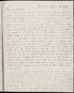 Letter from William Lloyd Garrison, Boston, [Mass.], to Henry Clarke Wright, April 16, 1837