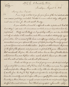 Copy of letter from William Lloyd Garrison, Brooklyn, [Conn.], to David Lee Child, August 6, 1836