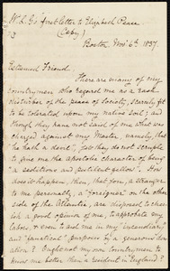 Letter from William Lloyd Garrison, Boston, [Mass.], to Elizabeth Pease Nichol, Nov. 6th, 1837