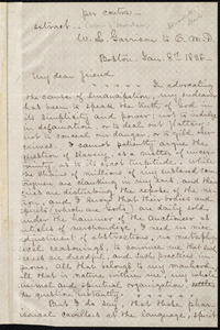 Extract of letter from William Lloyd Garrison, Boston, [Mass.], to Edward Morris Davis, Jan. 8th, 1838
