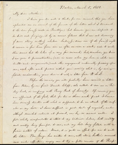 Letter from William Lloyd Garrison, Boston, [Mass.], to Sarah Thurber Benson, March 5, 1838