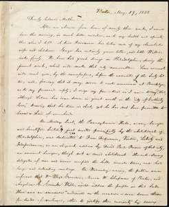 Letter from William Lloyd Garrison, Boston, [Mass.], to Sarah Thurber Benson, May 19, 1838