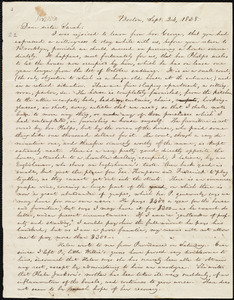 Letter from William Lloyd Garrison, Boston, [Mass.], to Sarah Thurber Benson, Sept. 24, 1838