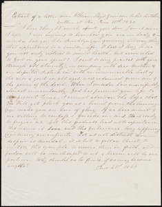Extract of letter from William Lloyd Garrison, Written at sea, [near Grand Banks], to James Holley Garrison, 9th mo[nth] 21st [day] 1840
