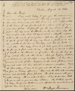 Letter from William Lloyd Garrison, Boston, [Mass.], to George William Benson, August 18, 1840