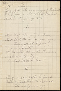 Lines sung after the marriage of Nathaniel B. Spooner and Zilpha W. Harlow at Nahant, by William Lloyd Garrison, June 19, 1851
