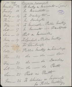 List of William Lloyd Garrison's engagements by William Lloyd Garrison, [12 Oct. 1846 - 4 Nov. 1846]