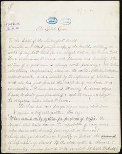 Letter from William Lloyd Garrison, Baltimore Jail, to Ephraim Williams Allen, June 1, 1830