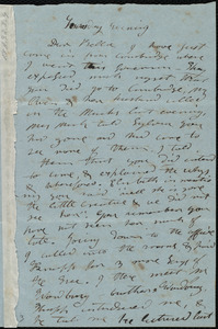 Letter from Mary Weston to Deborah Weston, Tuesday Evening