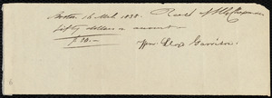 Receipt from William Lloyd Garrison to Henry Grafton Chapman