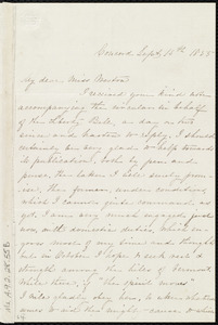 Letter from Louisa Jane Whiting, Concord, to Miss Weston, Sept. 15th, 1855
