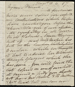 Letter from Eliza Wigham, Gray St[reet], [Edinburgh, Scotland], to Maria Weston Chapman, 13-11-[18]57