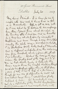 Letter from Richard Davis Webb, 177 Great Brunswick Street, Dublin, [Ireland], to Anne Warren Weston, July 20, 1867