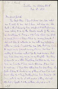 Letter from Richard Davis Webb, 74 Abbey Street, Dublin, [Ireland], to Anne Warren Weston, Feb. 18, 1871