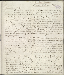 Letter from William Lloyd Garrison, Boston, [Mass.], to Amos Augustus Phelps, Feb. 21, 1837