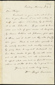 Letter from William Lloyd Garrison to Amos Augustus Phelps, Tuedsday Morning, July 9, [1839]