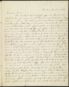 Letter from William Lloyd Garrison, Boston, [Mass.], to Phoebe Jackson, March 3, 1839