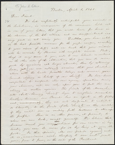 Letter from William Lloyd Garrison, Boston, [Mass.], to John Anderson Collins, April 1, 1841