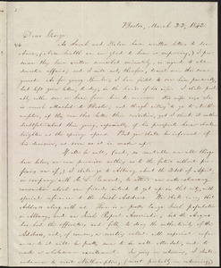 Letter from William Lloyd Garrison, Boston, [Mass.], to George William Benson, March 22, 1842