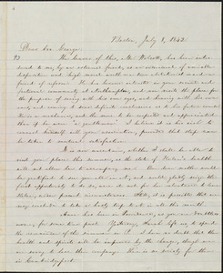Letter from William Lloyd Garrison, Boston, [Mass.], to George William Benson, July 8, 1842
