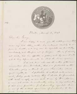Letter from William Lloyd Garrison, Boston, [Mass.], to George William Benson, March 3, 1843