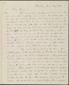 Letter from William Lloyd Garrison, Boston, [Mass.], to George William Benson, June 12, 1843
