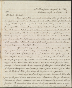 Letter from William Lloyd Garrison, Northampton, [Mass.], to Francis Jackson, August 2, 1842, Wednesday night, 10 o'clock