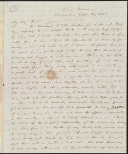 Letter from William Lloyd Garrison, Leavy Greave, Sheffield, [England], to Richard Davis Webb, Sept. 12, 1846