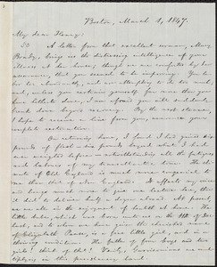 Letter from William Lloyd Garrison, Boston, [Mass.], to Henry Clarke Wright, March 1, 1847