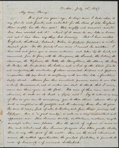 Letter from William Lloyd Garrison, Boston, [Mass.], to Henry Clarke Wright, July 16, 1847