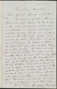 Letter from William Lloyd Garrison to Francis Jackson and Ellis Gray Loring, Thursday Morning, [Dec. 2, 1847]