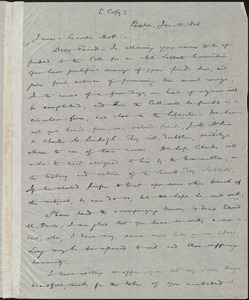 Copy of letter from William Lloyd Garrison, Boston, [Mass.], to James Mott and Lucretia Mott, Jan. 10, 1848