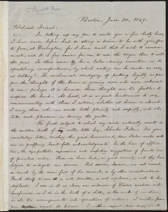 Letter from William Lloyd Garrison, Boston, [Mass.], to Elizabeth Pease Nichol, June 20, 1849