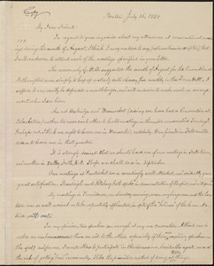 Copy of letter from William Lloyd Garrison, Boston, [Mass.], to Samuel May, July 16, 1850