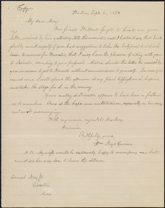 Copy of letter from William Lloyd Garrison, Boston, [Mass.], to Samuel May, Sept. 6, 1850