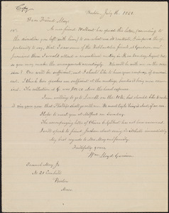 Copy of letter from William Lloyd Garrison, Boston, [Mass.], to Samuel May, July 16, 1851
