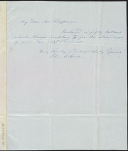 Letter from John C. Gore to Maria Weston Chapman