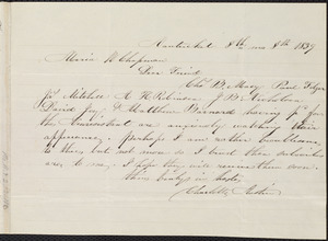 Letter from Charlotte Austin Joy, Nantucket, [Mass.], to Maria Weston Chapman, 8th mo[nth] 8th [day] 1839