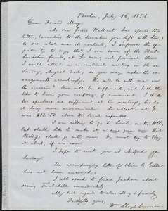 Letter from William Lloyd Garrison, Boston, [Mass.], to Samuel May, July 16, 1851