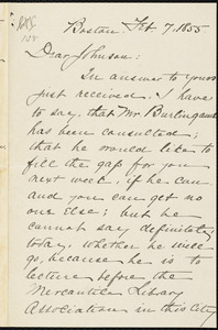 Copy of letter from William Lloyd Garrison, Boston, [Mass.], to Oliver Johnson, Feb. 7, 1855