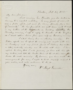 Letter from William Lloyd Garrison, Boston, [Mass.], to Oliver Johnson, Feb. 23, 1855