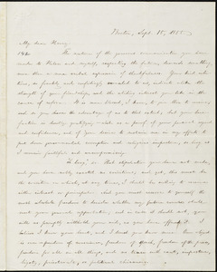 Letter from William Lloyd Garrison, Boston, [Mass.], to Charles F. Hovey, Sept. 15, 1855