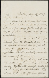 Letter from William Lloyd Garrison, Boston, [Mass.], to Fanny Garrison Villard, Aug. 19, 1857