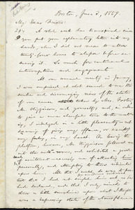 Incomplete letter from William Lloyd Garrison, Boston, [Mass.], to Parker Pillsbury, June 3, 1859